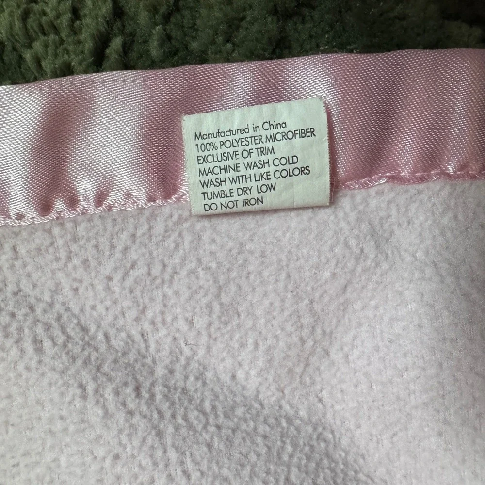 Michel Limited Pink Fleece Baby Blanket with Satin Trim Soft Pink